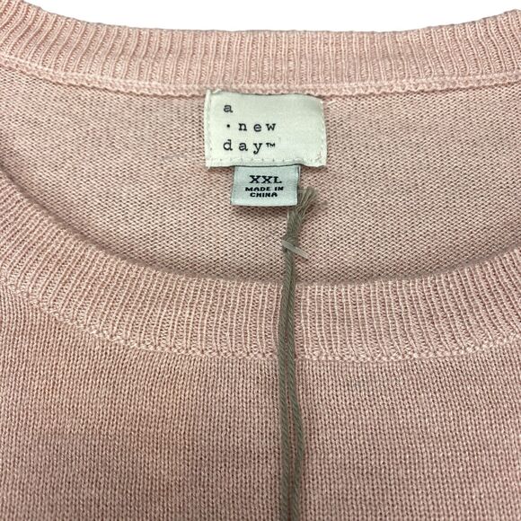 A New Day Sweater Women 2XL Pink Knitted Nylon Long Sleeve Pullover - Picture 5 of 14